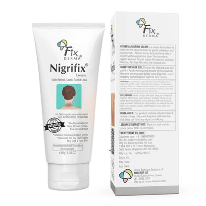 Fixderma Nigrifix Cream for Acanthosis Nigricans with Lactic Acid | Dermatologist Tested Retinol Cream | For Dark Body Parts like Neck, Ankles, Knuckles, Armpits, Thighs & Elbows | Exfoliant - 50g