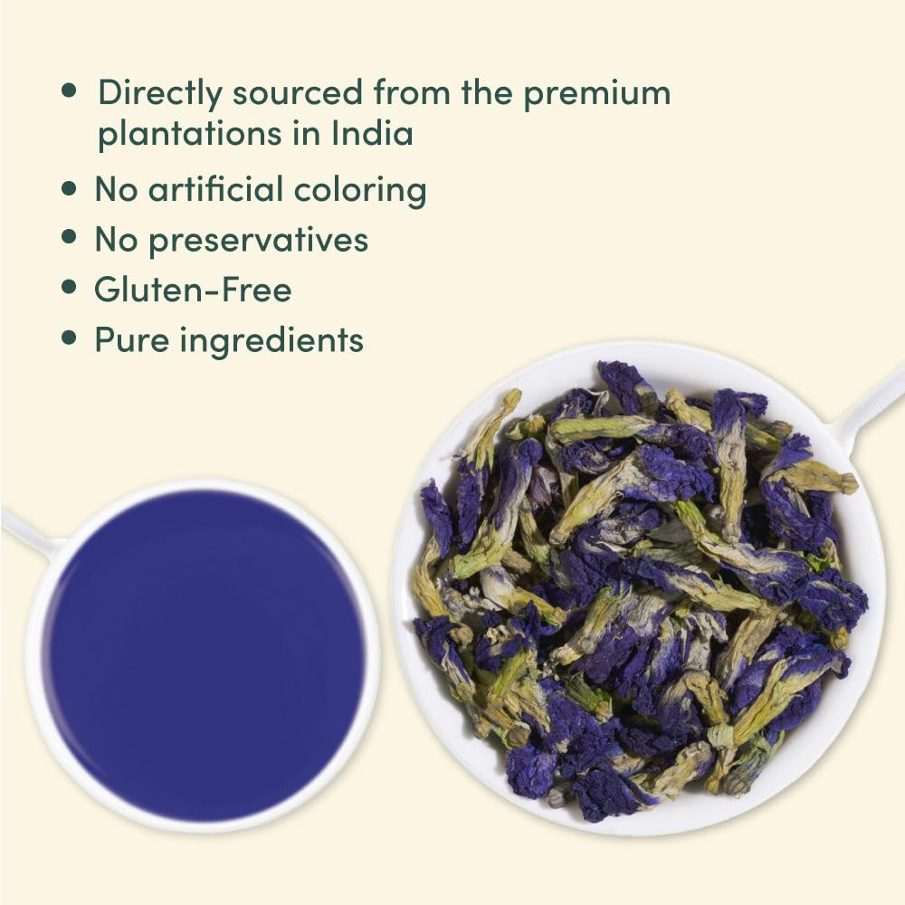 VAHDAM Butterfly Pea Flower Loose Leaf Tea | 50g Pure Dried Butterfly Flower | Color-Changing Blue Butterfly Tea, Caffeine-Free Antioxidant Herbal Infusion | For Mocktails & Cooking