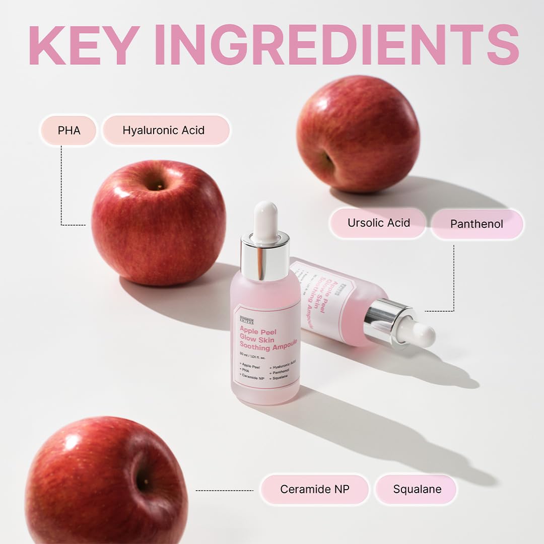 SUNGBOON EDITOR Apple Peel Glow Skin Soothing Ampoule 30ml | Niacinamide, Apple Peel Extract & PHA Serum | Hydrating, Brightening & Gentle Exfoliating Face Serum | Pore Care, Texture Refining & Barrier Support for Glowing Skin
