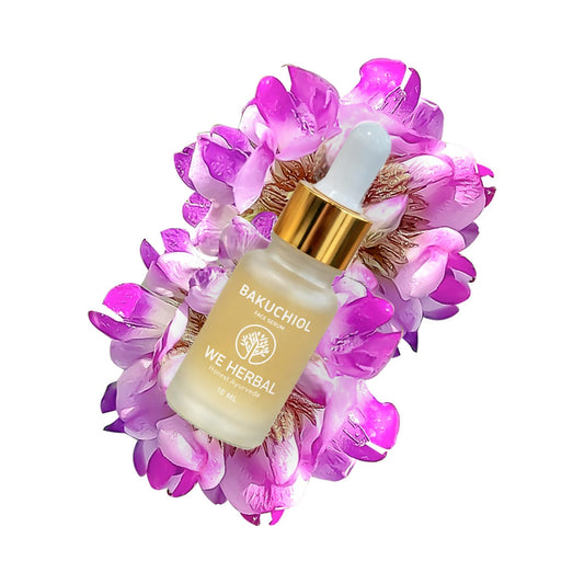 WE HERBAL Bakuchiol Anti-Ageing Serum 10ml, Natural Retinol Alternative with Rosehip & Almond Oil, Targets Acne-Causing Bacteria, Reduces Pimples, Fine Lines & Dark Spots, No Chemicals or Fragrance