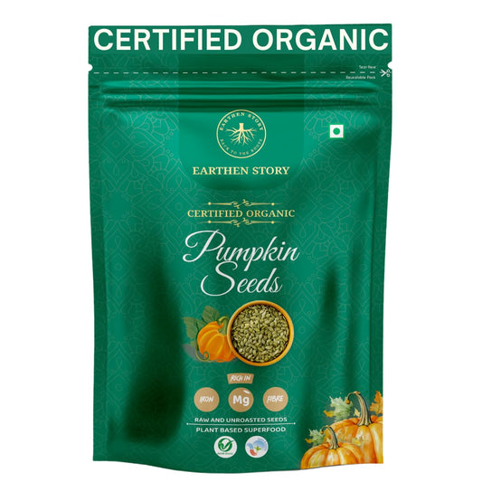 Earthen Story Certified Organic Pumpkin Seeds 250 g | Lab Tested for 250+ Pesticides | NPOP Approved & Traceable with Transaction Certificate | Rich in Protein, Fibre & Essential Nutrients