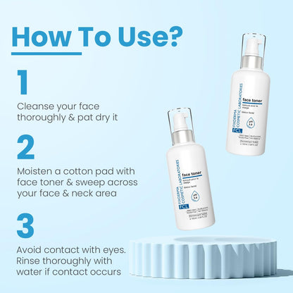 FCL Face Toner, minimizes enlarged pores, exfoliates impurities, refreshes the skin, reduces inflammation, controls oil production, imparts glowing skin, suitable for all skin types, 100ml