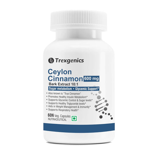 Trexgenics Ceylon Cinnamon supplement bottle on a white background