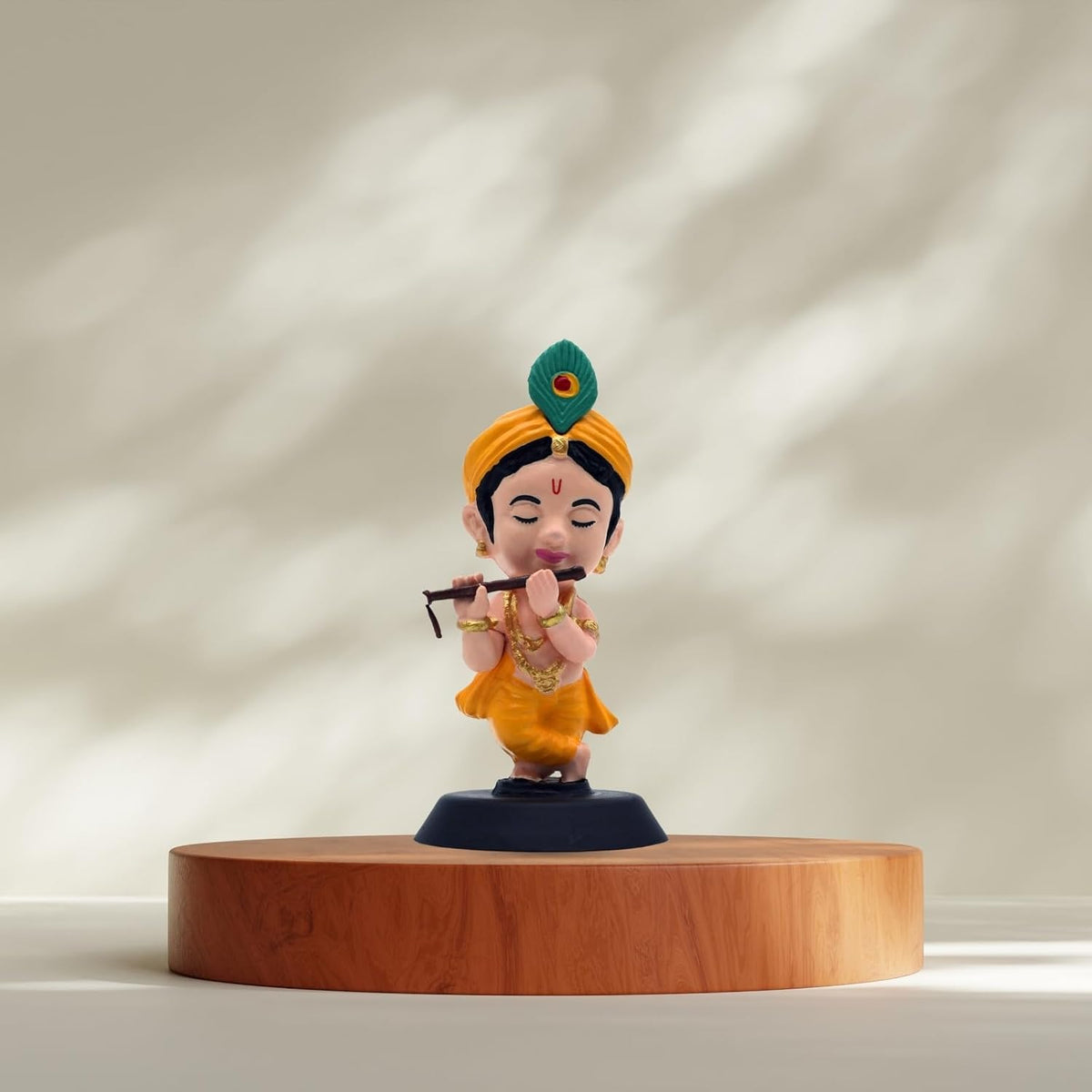 Shri Krishna with Flute Figurine Showpiece for Car Dashboard, Home Office | Kanha Ji Murti Statue for Hindu Temple, Spiritual Decor | Gift for Devotees