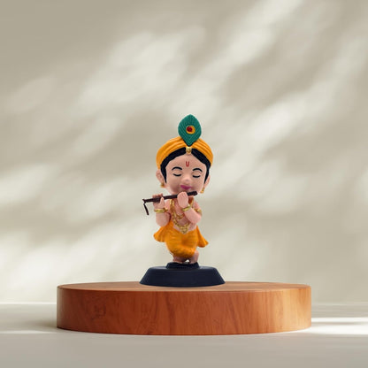 Shri Krishna with Flute Figurine Showpiece for Car Dashboard, Home Office | Kanha Ji Murti Statue for Hindu Temple, Spiritual Decor | Gift for Devotees