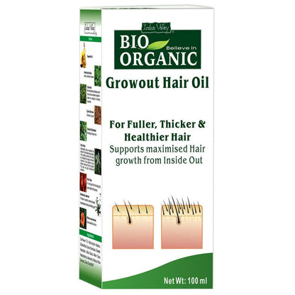 Box of Bio Organic Growout Hair Oil on a white background