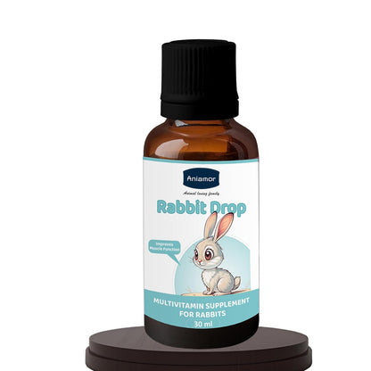 Aniamor Rabbit Multivitamin Drops 30 ml | Biotin, Vitamins A, C, D3, E & B-Complex | Daily Nutritional Supplement for Rabbits | Apple Flavour | All Life Stage
