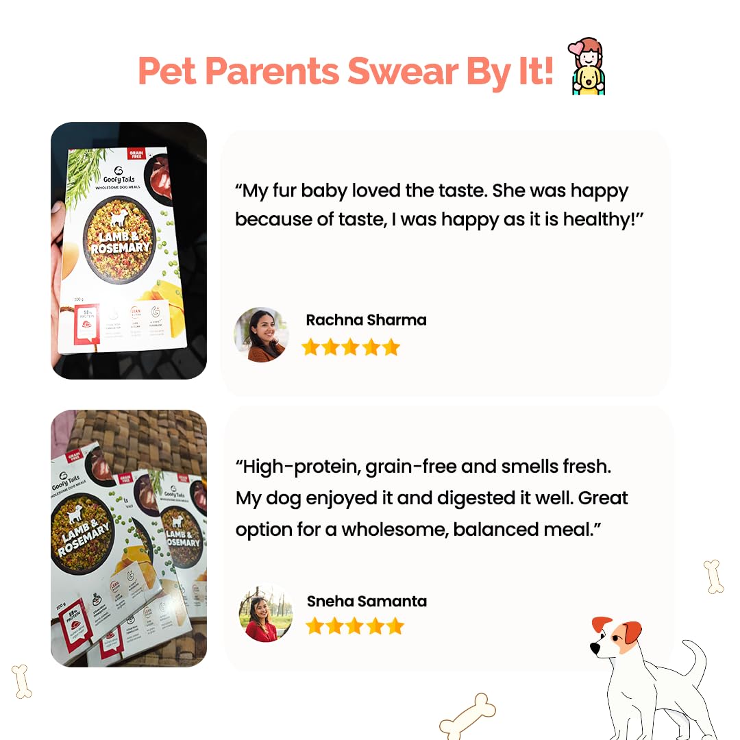 Goofy Tails Lamb & Rosemary Wet Dog Food 100g (100g X 1 Pack) Wholesome, Human Grade, Preservative Free, Grain & Gluten Free, Taste Booster & Food Topper