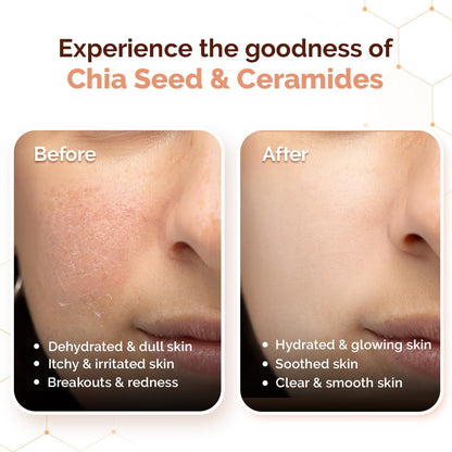 Mamaearth Chia Calming Face Cleanser With Chia Seed & Ceramides For Dry & Sensitive Skin - 180 Ml,Gives Hydrated Glow,Co-Created With Top Dermats,Non-Foaming,Cleanses Gently,Healthy Skin Barrier