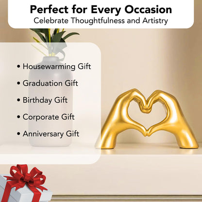 Nostrae Heart Shaped Love Hands Show Pieces for Home Decor Living Room Decorative Items | Cute Showpieces Gift Item for Decor | Modern Center Table Tv Showcase Shelf Office Interior Statue