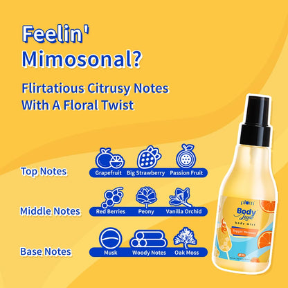 Plum BodyLovin' Trippin' Mimosas Body Mist | Long Lasting Citrus Fragrance For Women & Men With Grapefruit, Red Berries & Musk | High On Fun | Travel-Friendly Perfume Body Spray 150 ml