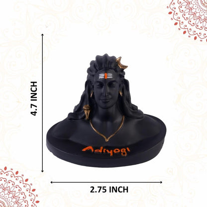 4.7 Inch Adiyogi Shiva Idol | Black Finish Mahadev Best Statue with Golden Accents for Home Temple, Mandir, Meditation Room, Office Desk & Car Dashboard | Yoga Décor & Gifting