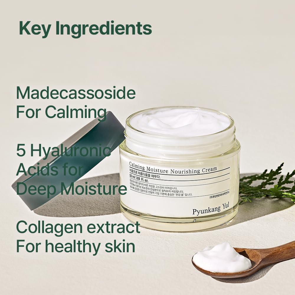 [PKY] Pyunkang Yul Calming Moisture Nourishing Cream for Glow & Elasticity, Ceramides & Hyaluronic Acid; Skin Soothing with CICA & Tea Tree (50ml)