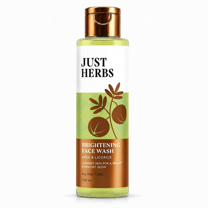 Just Herbs Brightening Face Wash with Vitamin C Amla & Liquorice Root for Men & Women | Hydrates Skin, Reduces Hyperpigmentation & Maintains pH Level | Suits All Skin Types- 50 gm