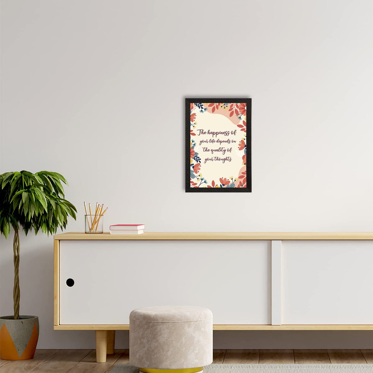 "The Happiness Of Your Life Depends On The Quality Of Your Thoughts Motivational Quote Painting Digital Printed Wall Art For Living Room, Study Room, Home, Office Decor