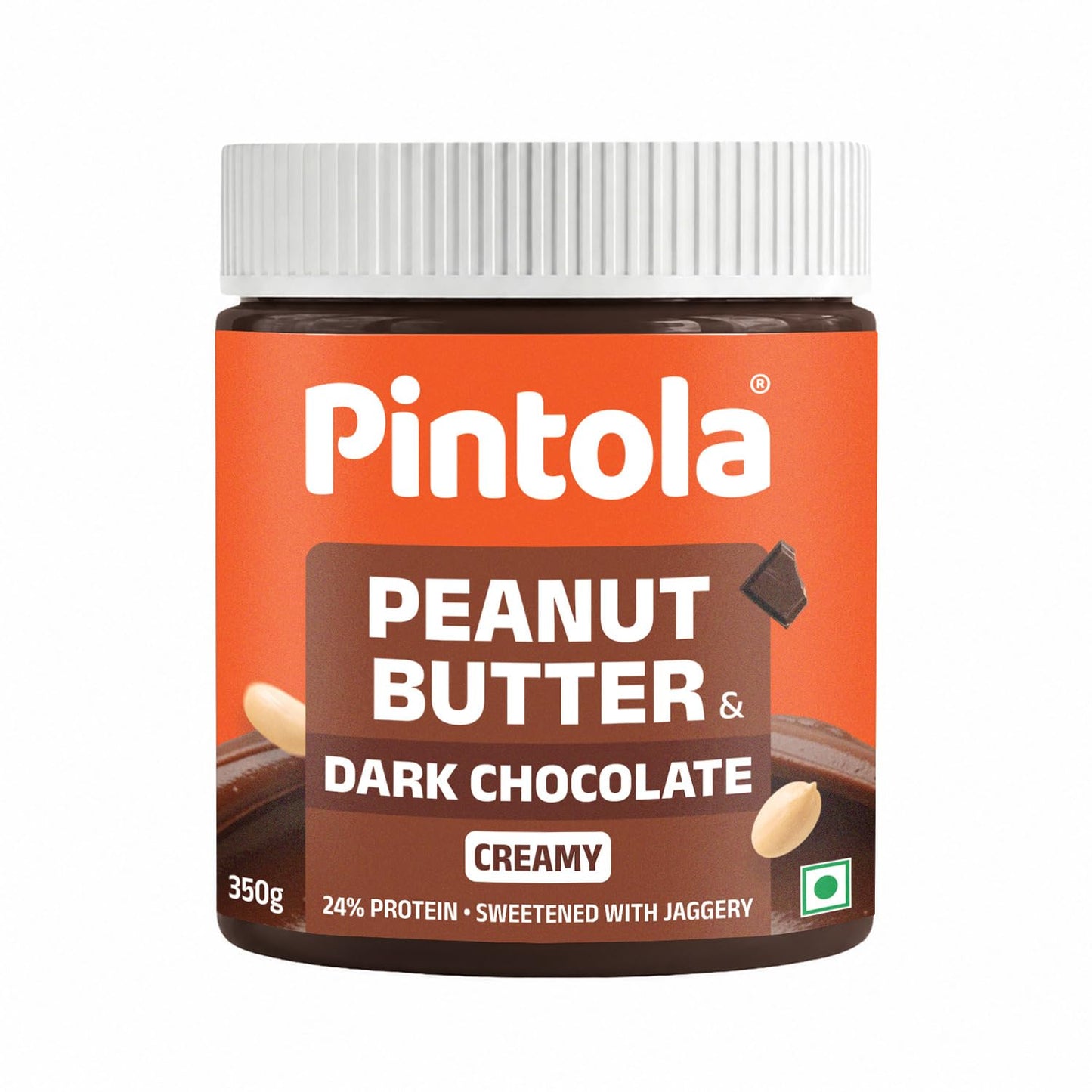 Pintola Peanut Butter Chocolate Flavour Creamy - 24g Protein & 7.9g Dietary Fiber, Made with Premium Roasted Nuts & Cocoa, Gluten Free, Zero Cholesterol & Trans Fat, Vit E & B3, Dark Chocolate