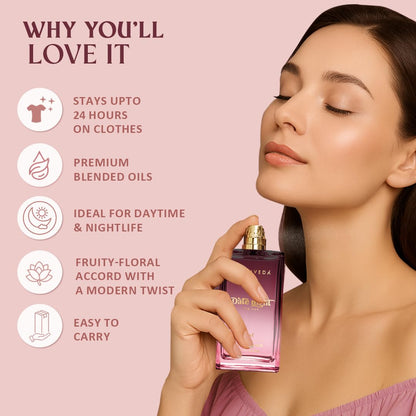 Glamveda Luxury Date Night Long Lasting | Perfume for Woman 100ml | Gifts for Woman | with Blackberry, Pear, Rose, Musk | Floral & Fruity Premium Perfume for Women
