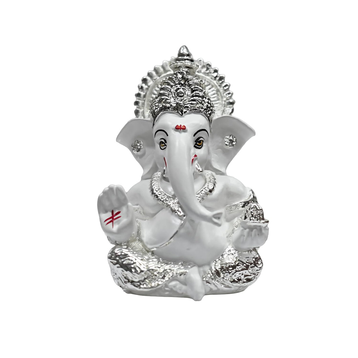 999 Silver Plated Lord Ganesha Idol for Temple, Puja Room, Home Decor, Gifting| Murti Ganpati Idol for Peace, Prosperity, Positive Energy, Good Luck, Success (8.89 x 5.08 cm)
