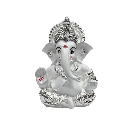 999 Silver Plated Lord Ganesha Idol for Temple, Puja Room, Home Decor, Gifting| Murti Ganpati Idol for Peace, Prosperity, Positive Energy, Good Luck, Success (8.89 x 5.08 cm)