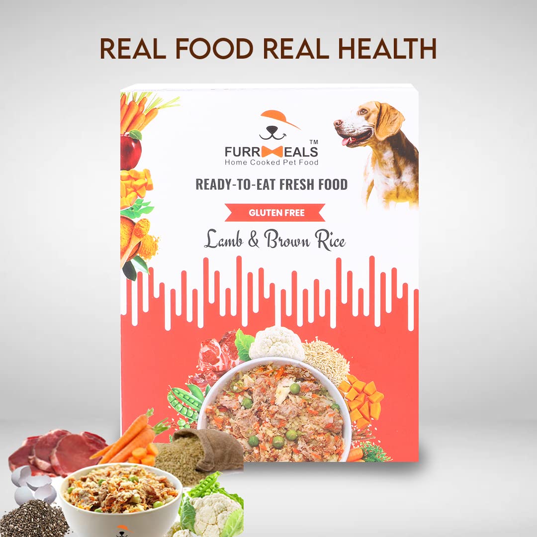 FurrMeals Wet Dog Food | Lamb and Brown Rice | Pack of 1 x 300g | All Breed | Gluten Free | Preservative Free | Ready-to-Eat Fresh Dog Food,Adult