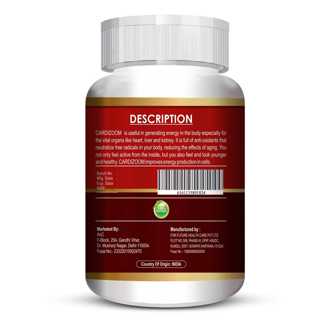 ANC Cardizoom with Arjuna Extract & Moringa Extract Heart Health Supplement Veg (60 Capsules) for Men & Women