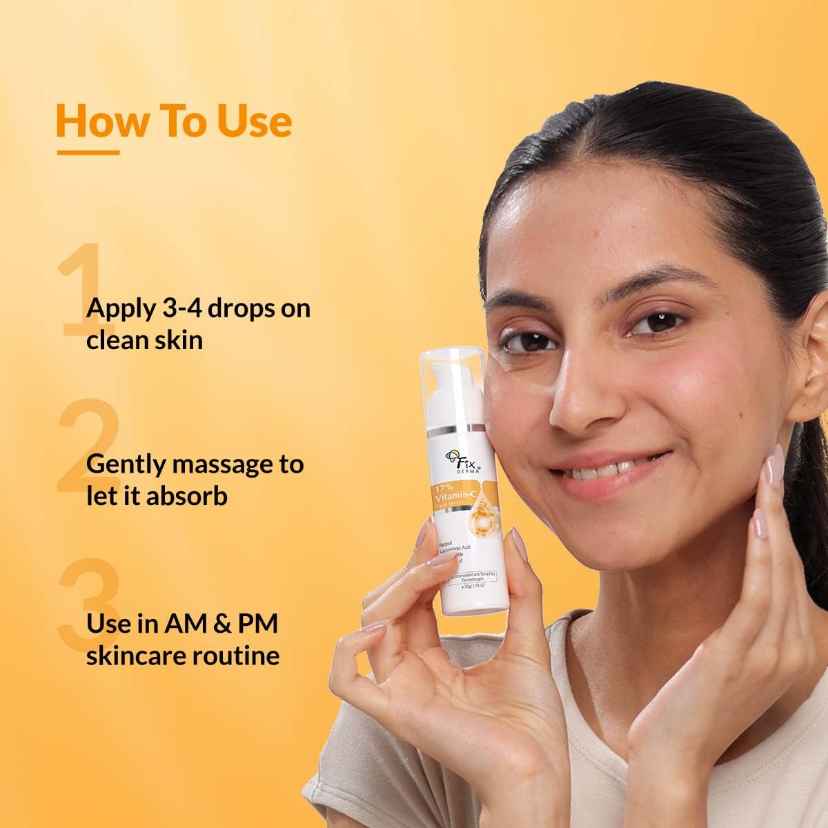 Fixderma 17% Vitamin C Face Serum for Glowing Skin | Retinol Face Serum for Skin Brightening | Anti Aging Night Face Serum with Niacinamide for Women and Men 30gm
