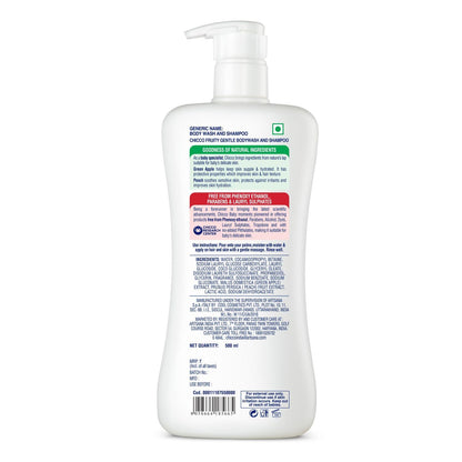 Chicco Baby Moments Gentle Bodywash & Shampoo with Green Apple & Peach, 500ml | Head-to-Toe | No Tears Formula | Hydrated Skin & Hair | Dermatologically Tested | Parabens & Phenoxyethanol Free