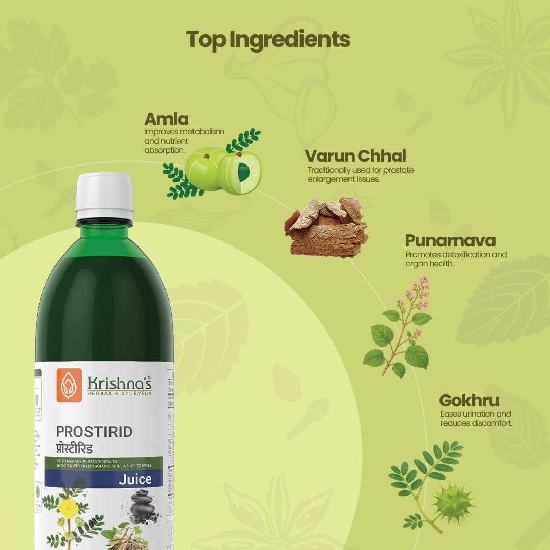KRISHNA'S HERBAL & AYURVEDA Prostirid Juice, Enriched With 9 Other Herbs, No Artificial Colors or Flavors, 1000 Ml - (Pack of 1)