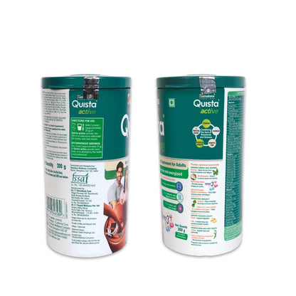 Two containers of Quista Active on a white background