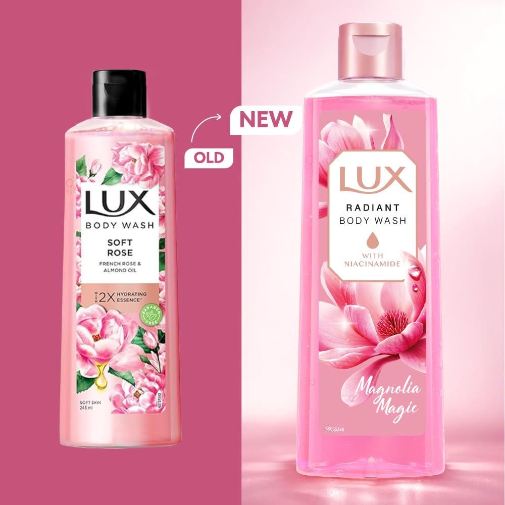 LUX Magnolia Magic Bodywash, with Niacinamide, 245ml for Radiant & Bouncy Skin Feel