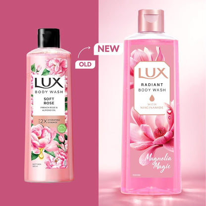 LUX Magnolia Magic Bodywash, with Niacinamide, 245ml for Radiant & Bouncy Skin Feel