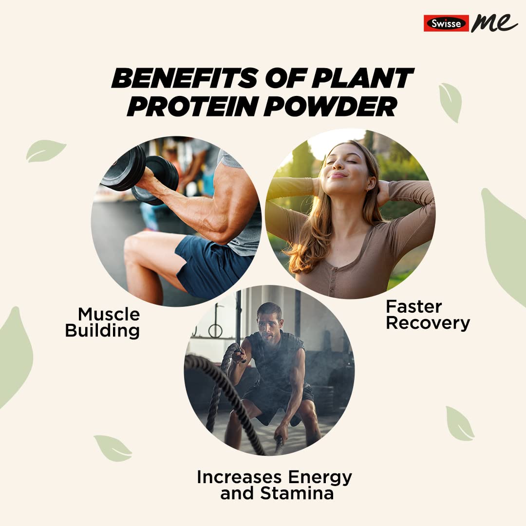 Zephivo SwisseMe Plant Protein - Zero Added Sugar, 24g Vegan Pea Protein For Post Workout Recovery, Lean Muscle Building, Strength & Stamina (Chocolate Flavor, 500g)