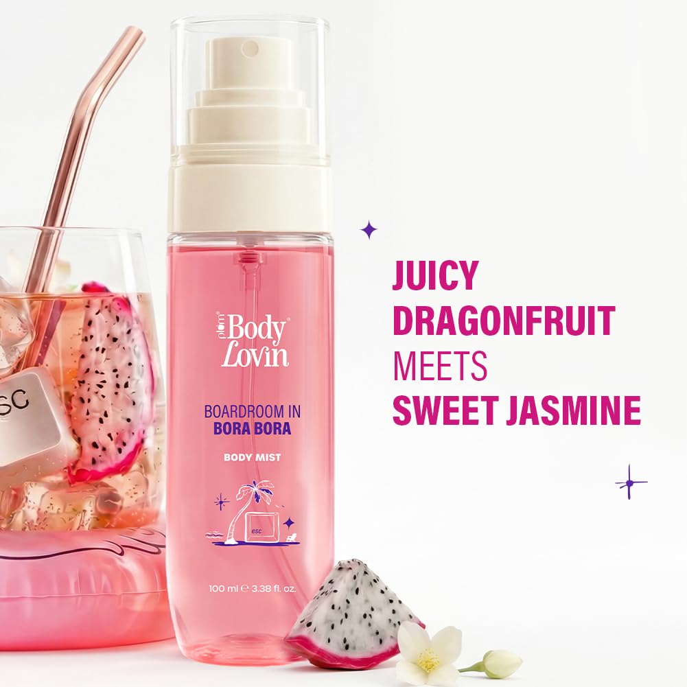 Plum BodyLovin’ Boardroom In Bora Bora Body Mist | Juicy Dragonfruit Meets Sweet Jasmine | Long-Lasting | Sweet Tropical Fragrance | With Notes Of Dragonfruit, Jasmine & Caramel | 100 ml