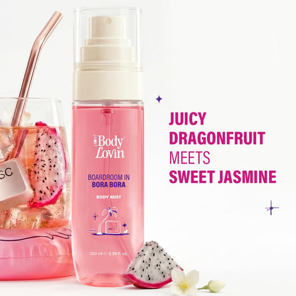 Plum BodyLovin’ Boardroom In Bora Bora Body Mist | Juicy Dragonfruit Meets Sweet Jasmine | Long-Lasting | Sweet Tropical Fragrance | With Notes Of Dragonfruit, Jasmine & Caramel | 100 ml