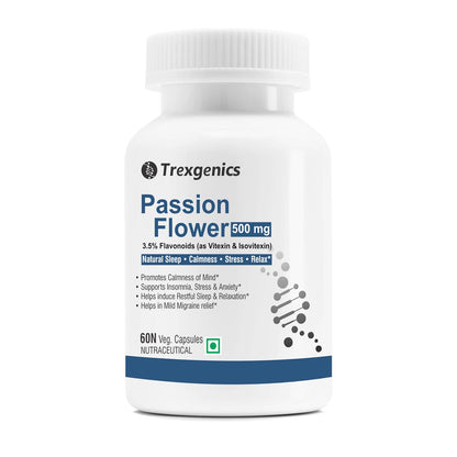 Trexgenics Passion Flower supplement bottle on a white background