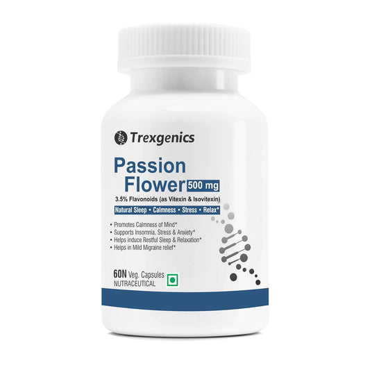 Trexgenics Passion Flower supplement bottle on a white background
