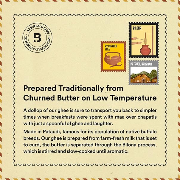 Barosi Premium Buffalo Ghee | Vedic Bilona Method | Churned From Curd | Pure & Natural | Farm Made In Small Batches | Glass Jar Packing