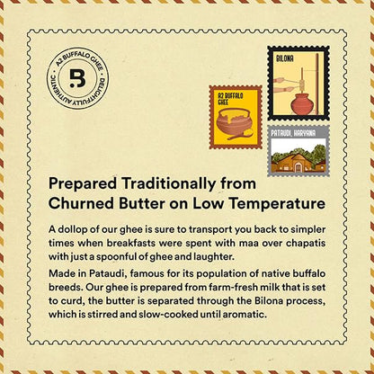 Barosi Premium Buffalo Ghee | Vedic Bilona Method | Churned From Curd | Pure & Natural | Farm Made In Small Batches | Glass Jar Packing