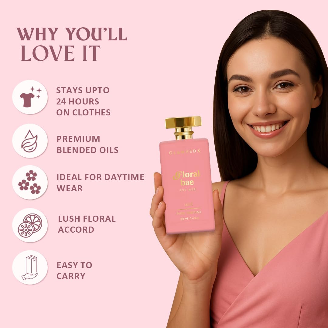 Glamveda Luxury Floral Bae Long Lasting | Perfume for Woman 100ml | Gifts for Woman | with Lily of the Valley, Orchid, Vanilla | Floral & Fruity Premium Fragrance Perfume for Women