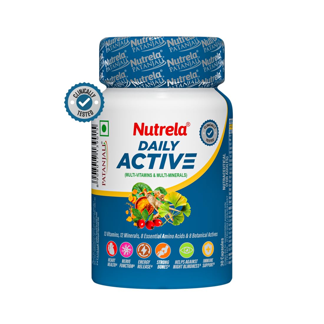 Nutrela Multivitamin by Patanjali | 30 Veg Tablets | With Vitamins, Minerals, Natural Extracts & Amino Acids | Daily Wellness Supplement for Men & Women