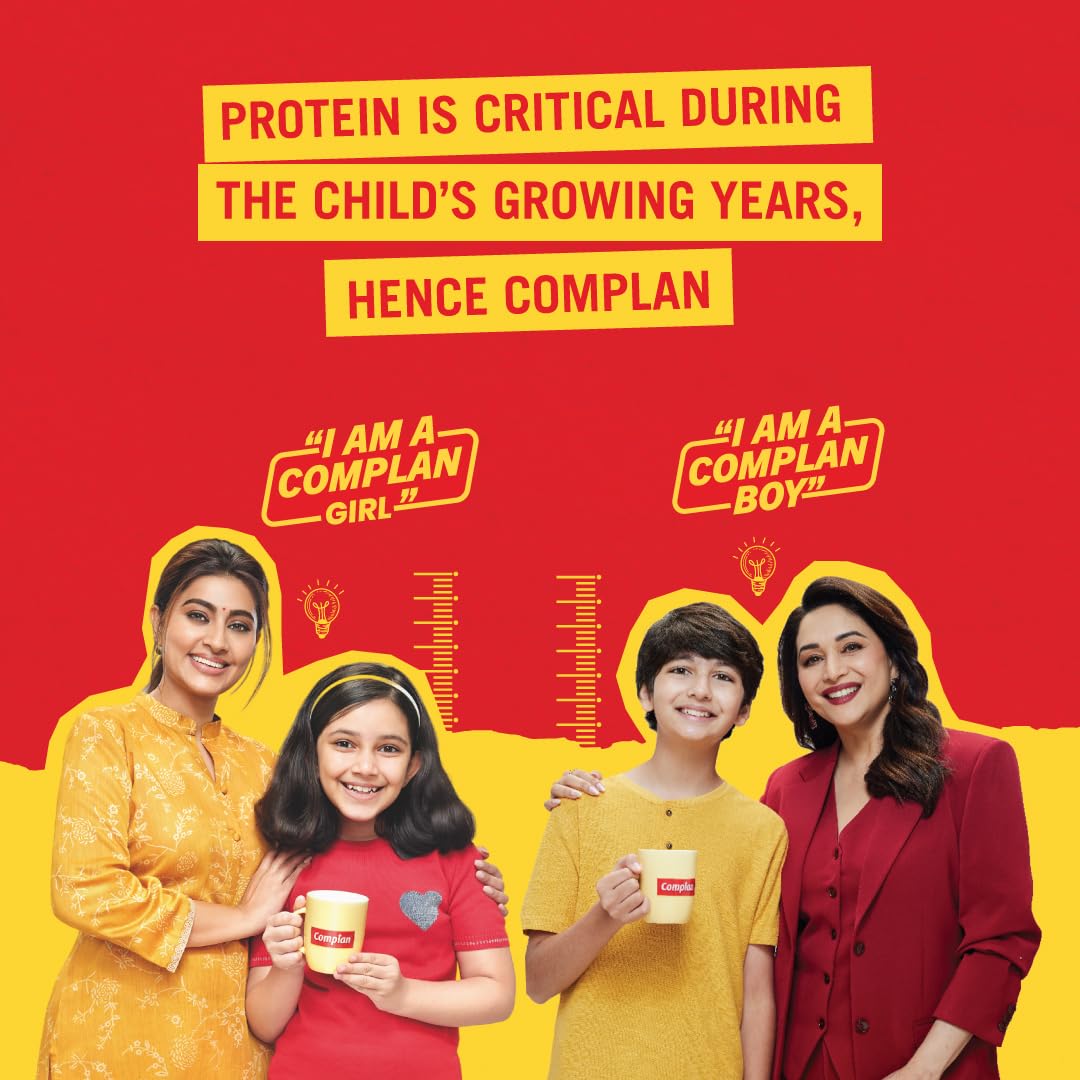Complan Nutrition Drink Powder for Children, Kesar Badam Flavour, 500 g Carton | Nutrition drink for kids with protein & 34 vital nutrients with free Shaker
