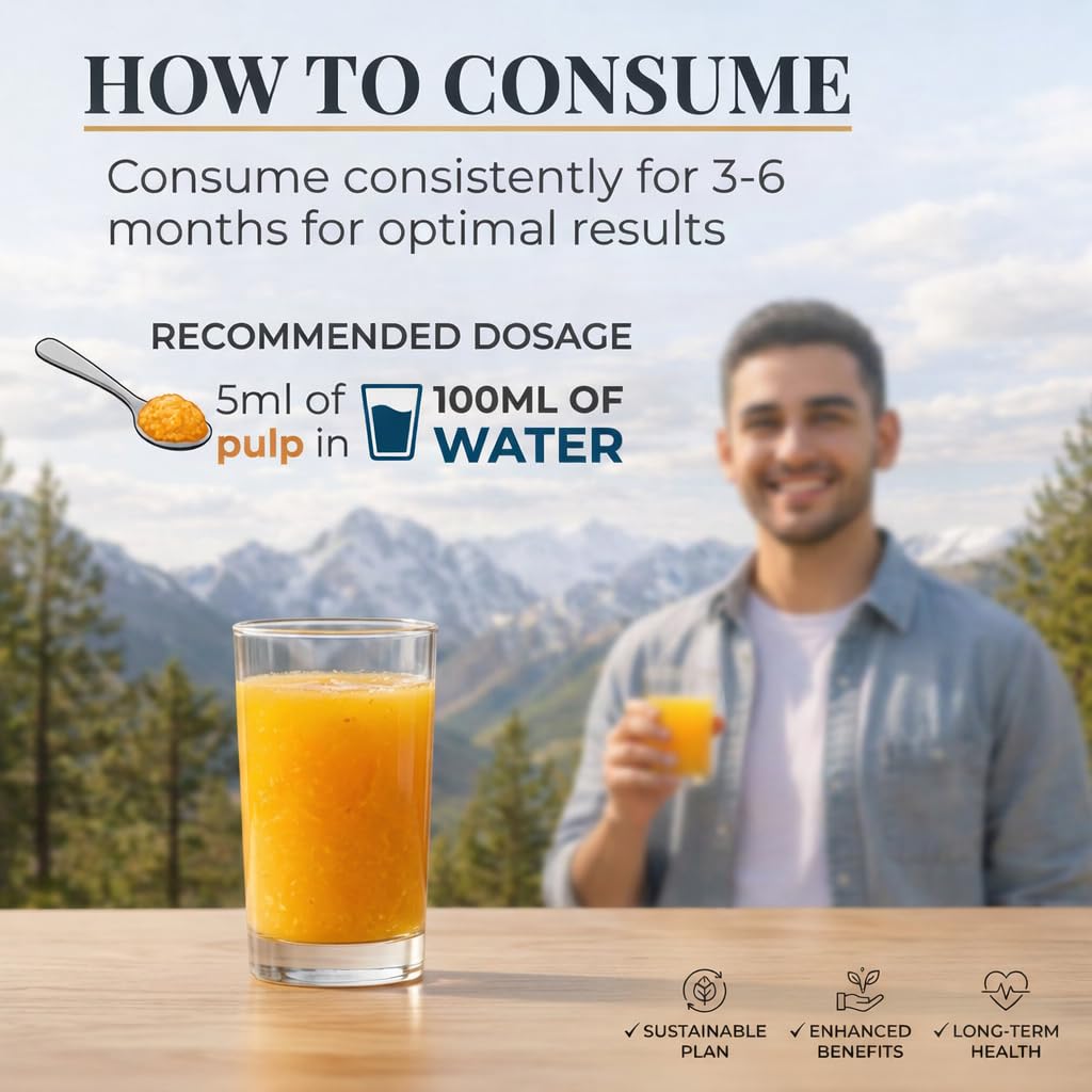Simply Earth Sea Buckthorn Pulp Liquid Concentrate, Natural Fruit Juice | Omega 3-6-7-9 & Vitamin C, for Immunity, Skin & Heart Health - 300ML (Pack of 1)