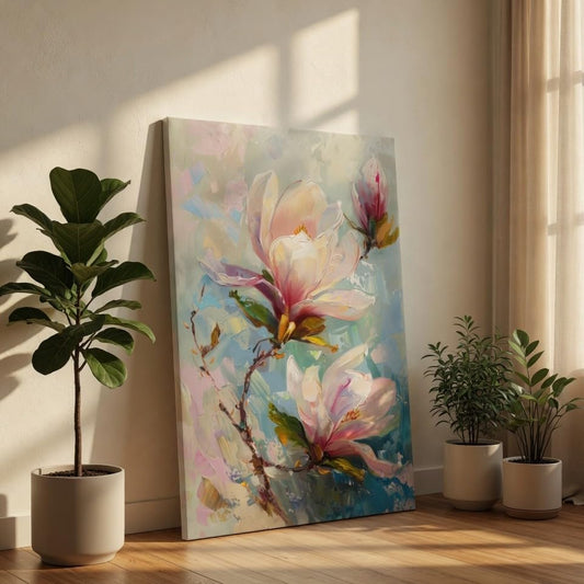 Pink Magnolia 3D Floral Canvas Wall Art (30 x 20 Inch)