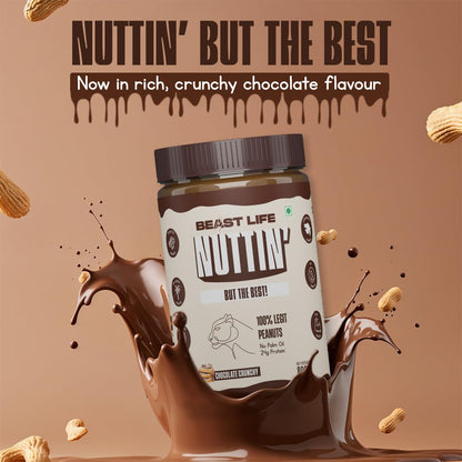 BeastLife Crunchy Chocolate Peanut Butter | 24.5 G Protein | 800 gm | 100% Peanuts, High Protein | Zero Palm Oil | Non‑GMO Nut Butter | Fitness-Friendly Spread | Zero Cholesterol