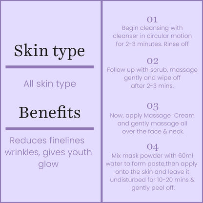 O3+ Anti Ageing Facial kit Brightening & Finelines Reducer With Peel off Mask 45gm