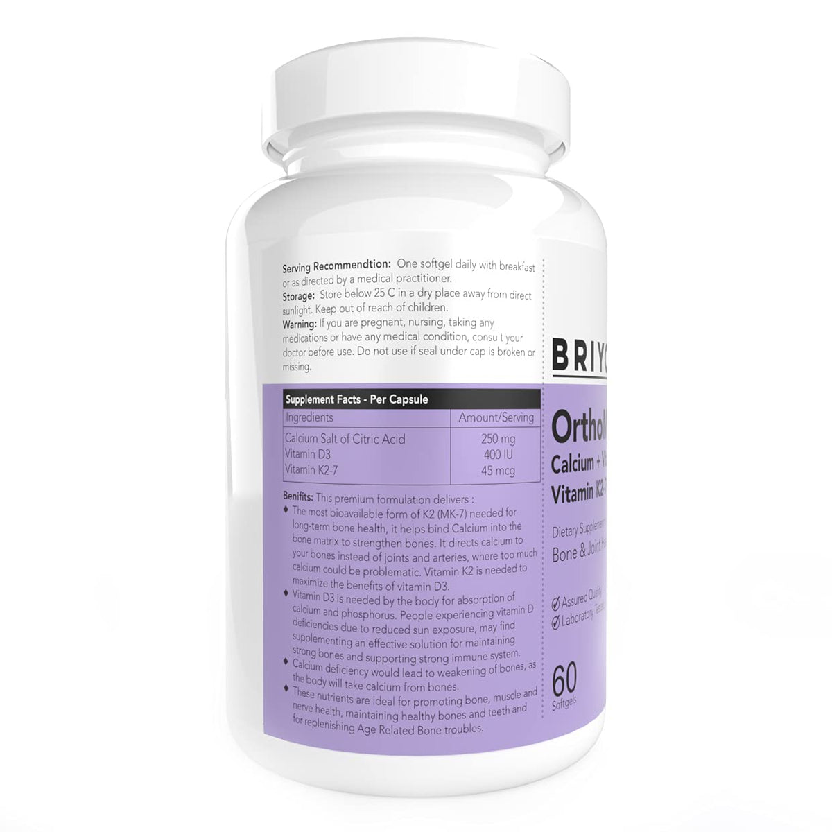 Supplement bottle with label on a white background