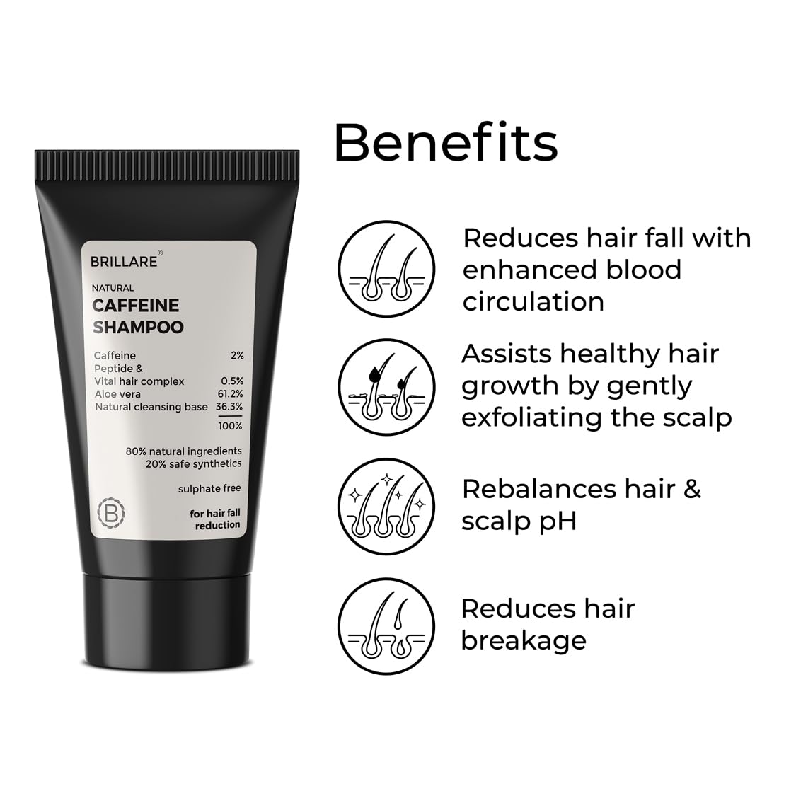 Brillare Mini Caffeine Shampoo For Reducing Hair Loss And Breakage (12 ML)