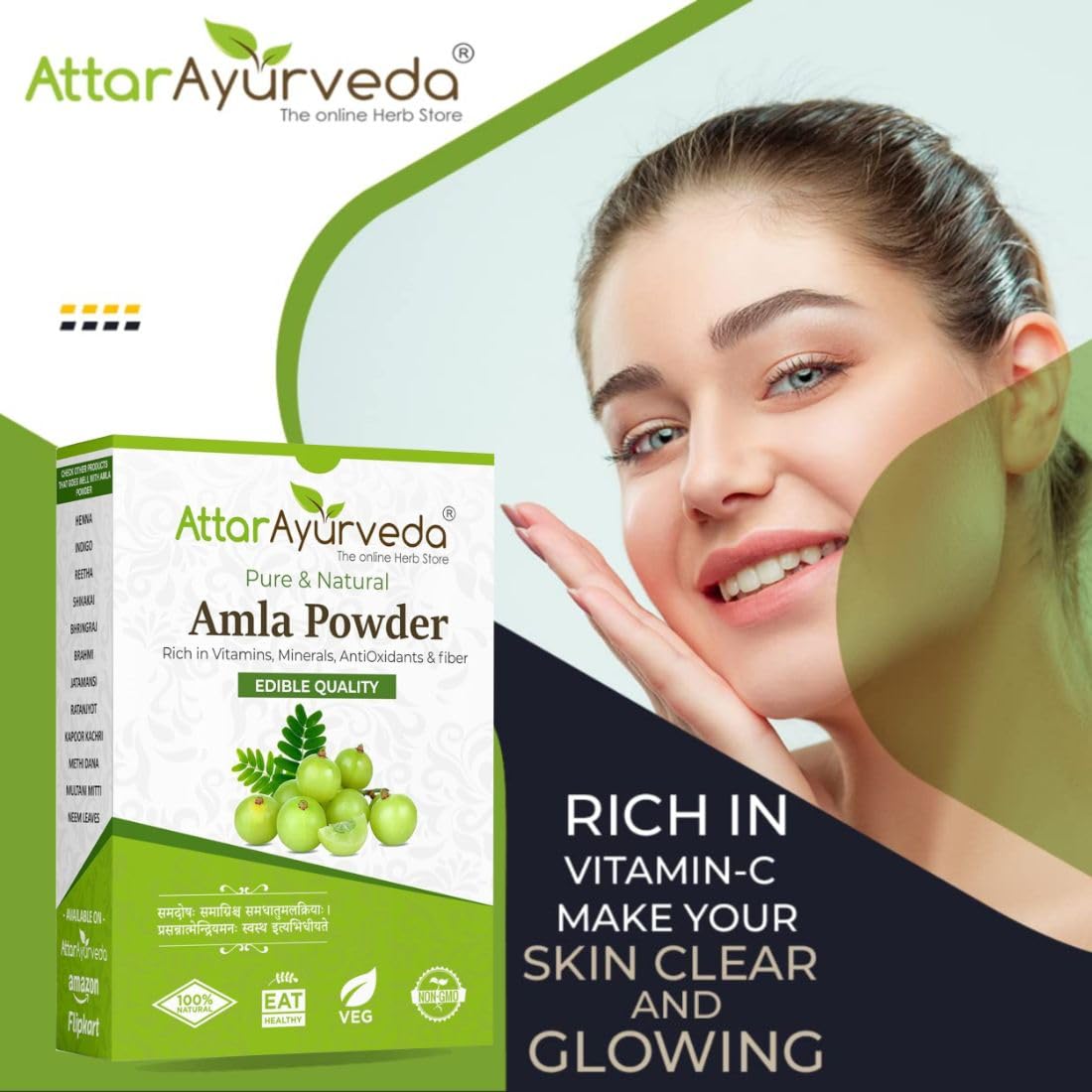 Attar Ayurveda Pure Amla Powder For Hair Growth (250 grams) | Ideal for Hair, Eating, Drinking & Skin
