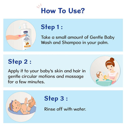 Chicco Baby Moments Gentle Body Wash And Shampoo For Rich Moisturised Skin & Soft Hair 500ml