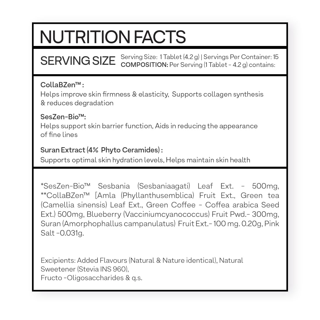OZiva Phyto Ceramides+ Collagen Builder, Skin Hydration, Blueberry, 15 Tabs